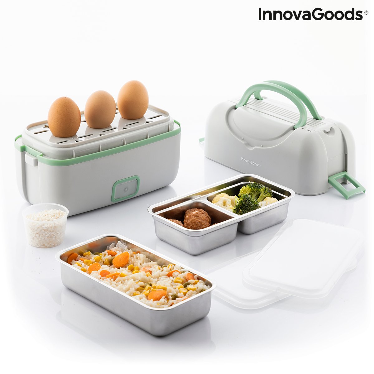 3-in-1 Electric Steamer Lunch Box with Recipes Beneam InnovaGoods_42