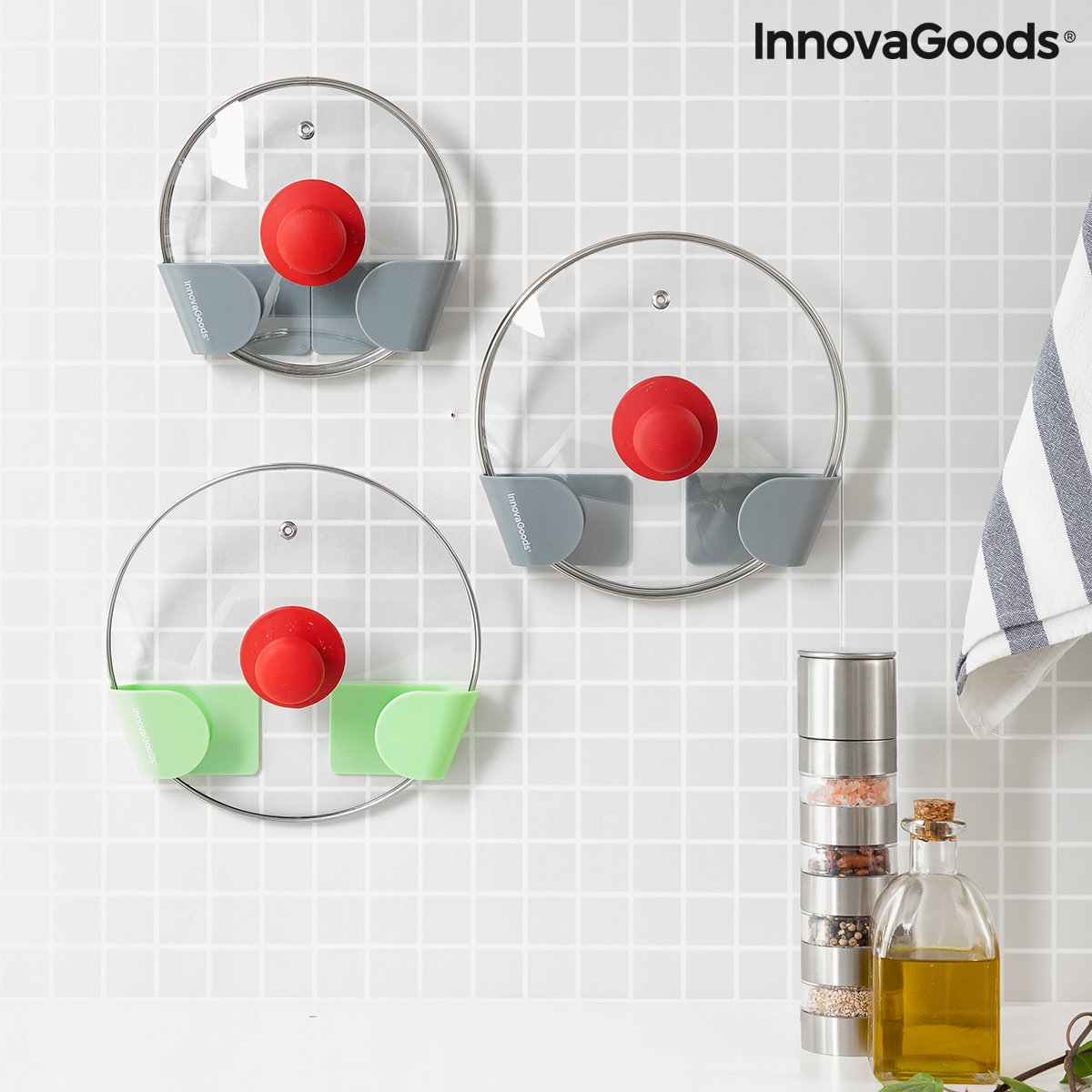 Set of 3 Adhesive Holders for Saucepan Lids Smarack InnovaGoods_1