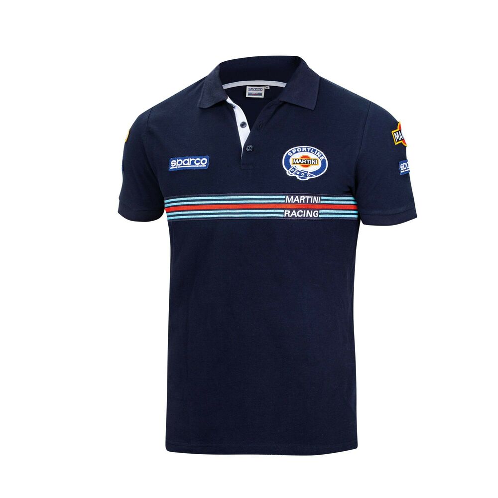 Short Sleeve Polo Shirt Sparco MARTINI-R L Navy Blue_1