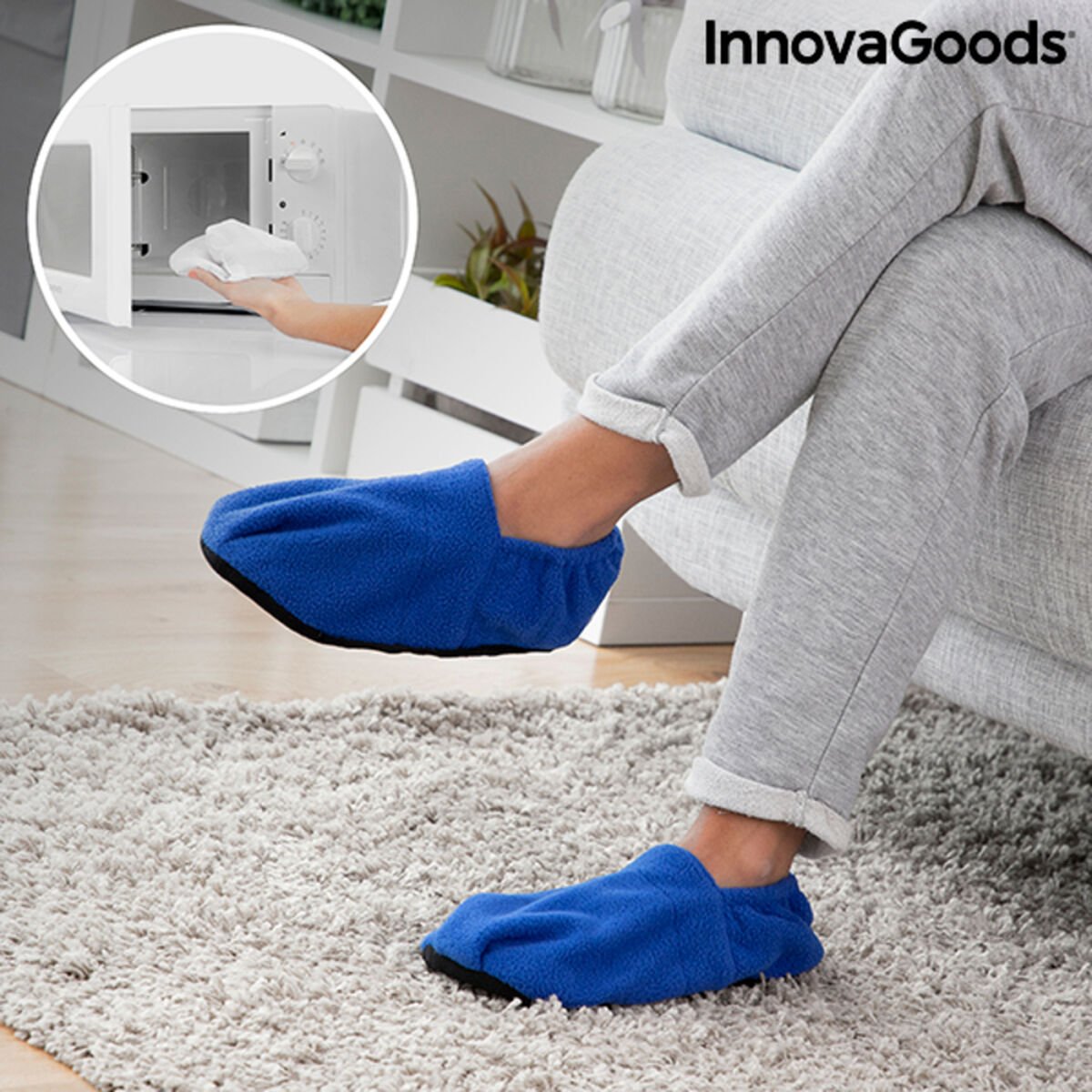 Microwavable Heated Slippers InnovaGoods Blue_44