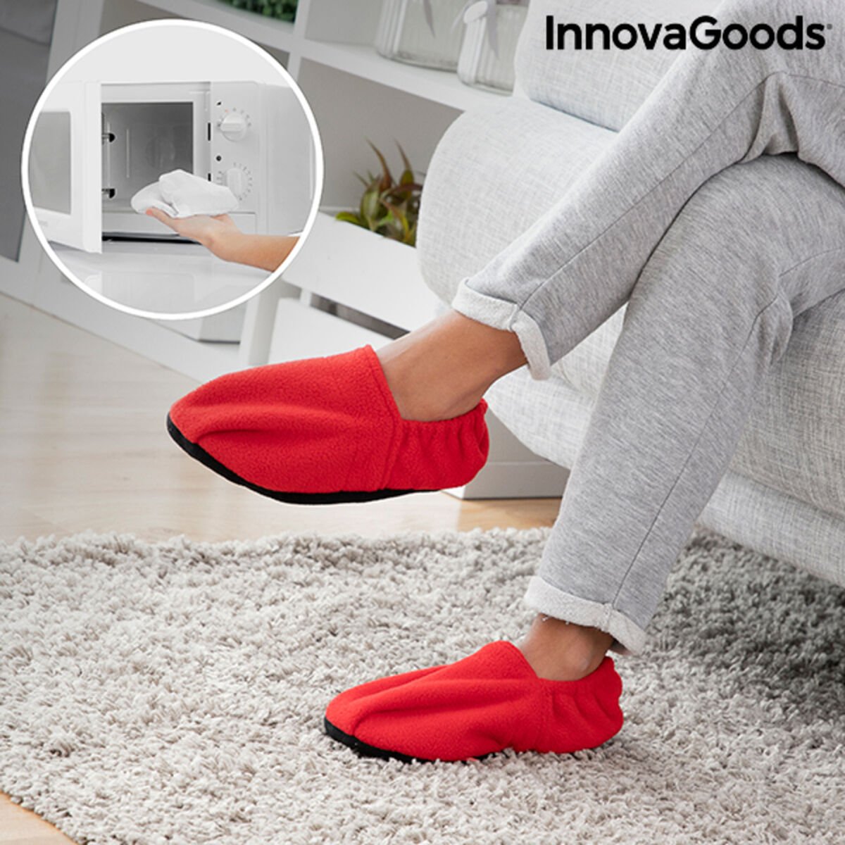 Microwavable Heated Slippers InnovaGoods Red_37