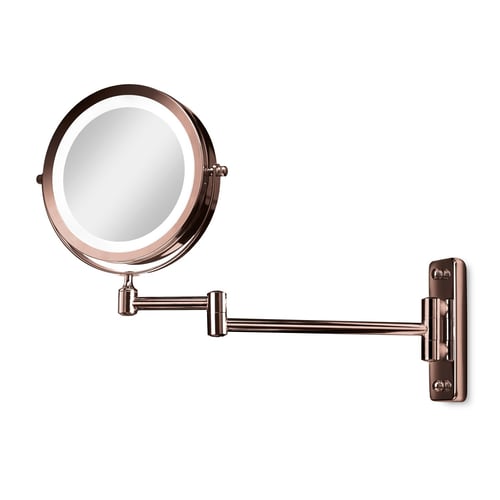 Gillian Jones- Double sided wall mirror w. LED - x1/x10 magnification  - kobber_0