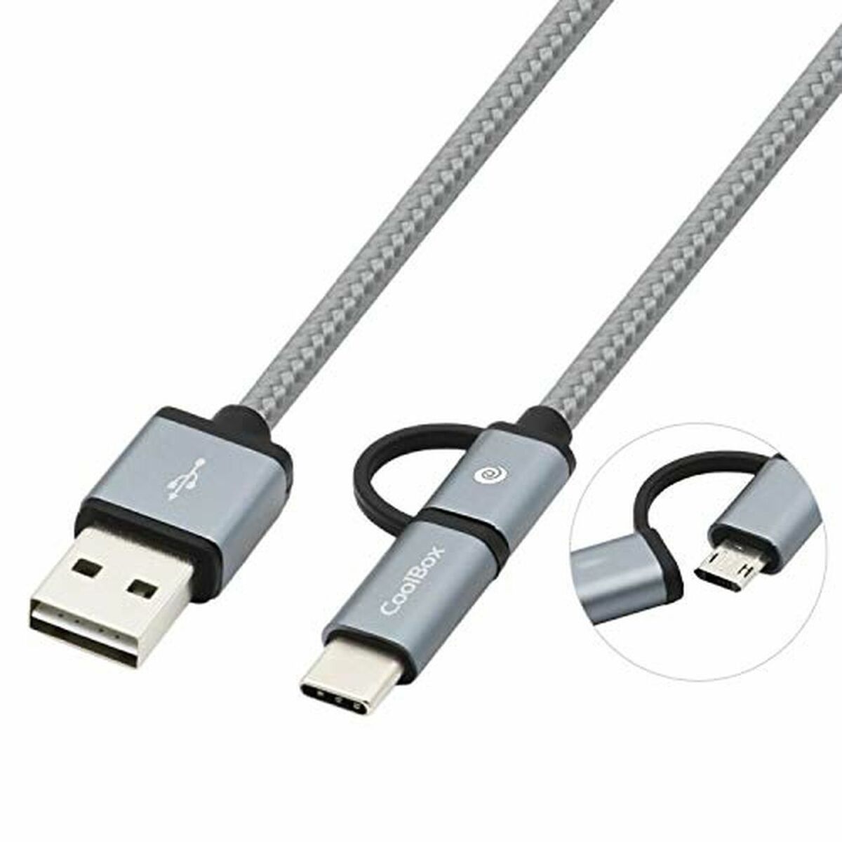 USB Cable to Micro USB and USB C CoolBox COO-CAB-U2MC-GR _1