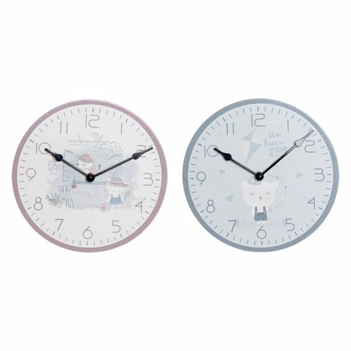 Wall Clock DKD Home Decor Children's MDF Wood (2 pcs) (24 x 3 x 24 cm)_0