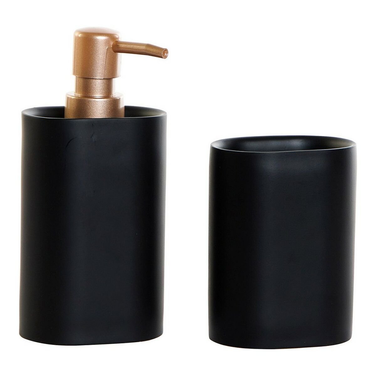 Bath Set DKD Home Decor Black PVC Resin Golden Glam (2 pcs) (8.5 x 6 x 18 cm)_0