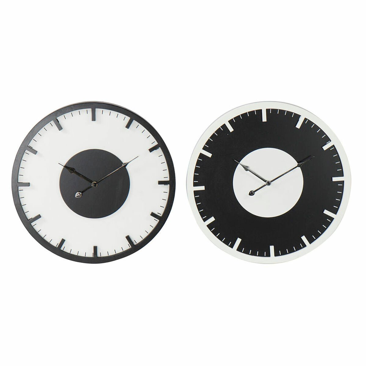 Wall Clock DKD Home Decor Black White MDF Wood (50 x 4.5 x 50 cm) (2 pcs)_0