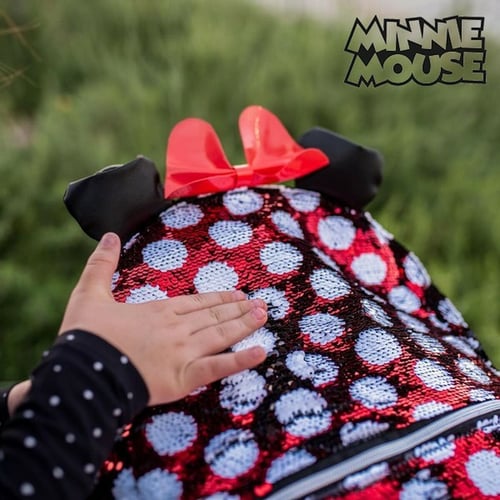 Skoletaske Minnie Mouse Paillietter Rød Sort_5