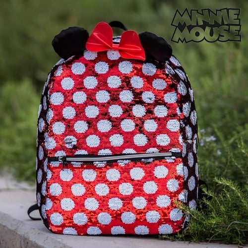 Skoletaske Minnie Mouse Paillietter Rød Sort_6
