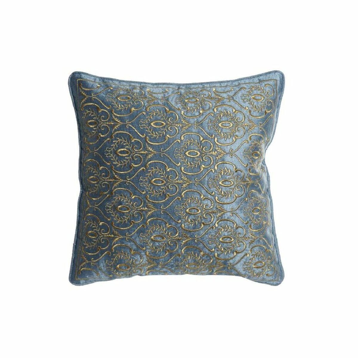 Cushion DKD Home Decor Blue Polyester Velvet Golden (45 x 10 x 45 cm)_0
