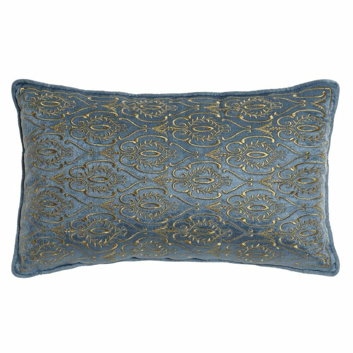 Cushion DKD Home Decor Blue Polyester Velvet Golden (50 x 10 x 30 cm)_0