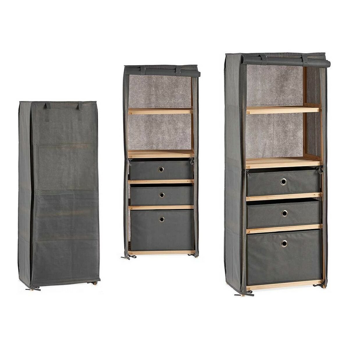 Shelves Grey Wood Cloth (28 x 113 x 42 cm)_4