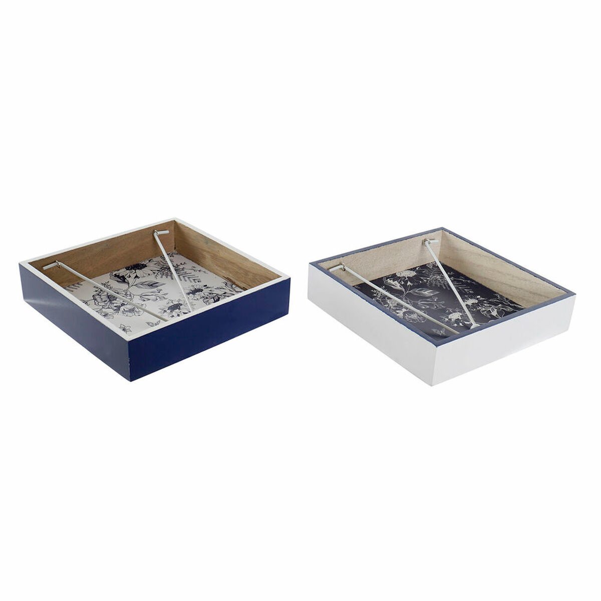 Napkin holder DKD Home Decor Metal White Navy Blue MDF Wood (2 pcs)_0