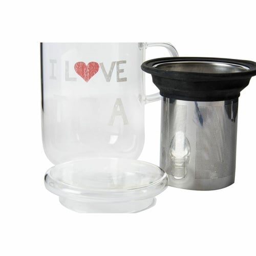 Krus med infusionsfilter DKD Home Decor Gennemsigtig Rustfrit stål Borosilikatglas (500 ml)_3