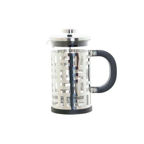 Kaffekande med stempel DKD Home Decor Sort Rustfrit stål Sølv Borosilikatglas (600 ml)_0