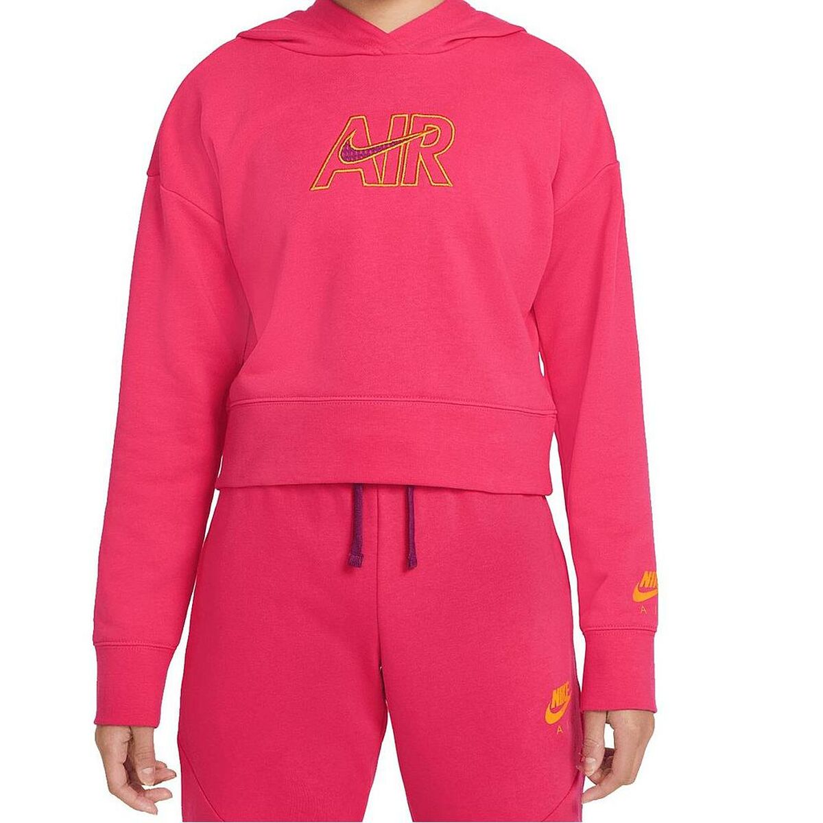 "Hooded Sweatshirt for Girls  CROP HOODIE  Nike DM8372 666  Pink"_0