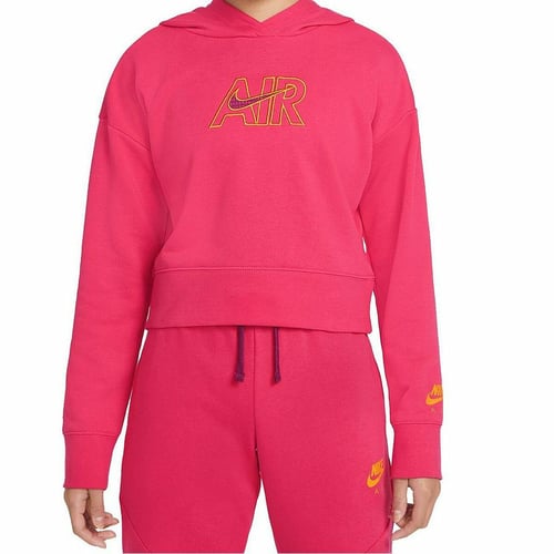 "Sweatshirt med hætte til piger  CROP HOODIE  Nike DM8372 666  Pink"_3