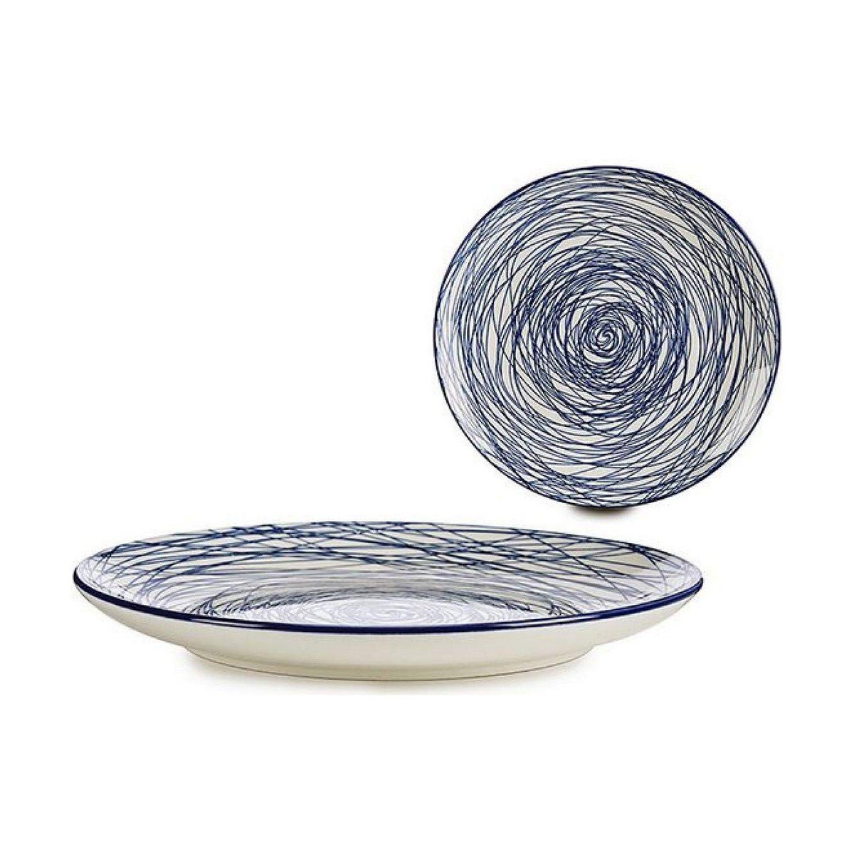 Flat plate Ø 24 cm Blue Porcelain Blue / White_2