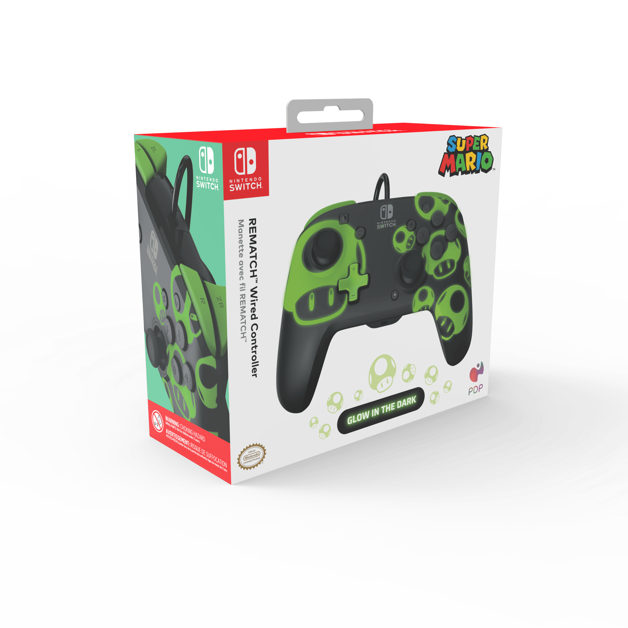 PDP Rematch Wired controller - 1Up Glow In The Dark_0