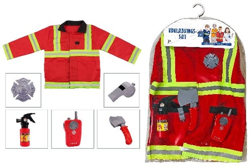 Udklædningssæt brandmandsjakke rød med tilbehør_0