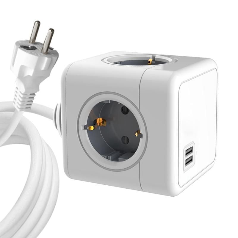 MicroConnect - 4 Way Schuko, 2 USB Ports Power Cube - With 1,5m Cable_0