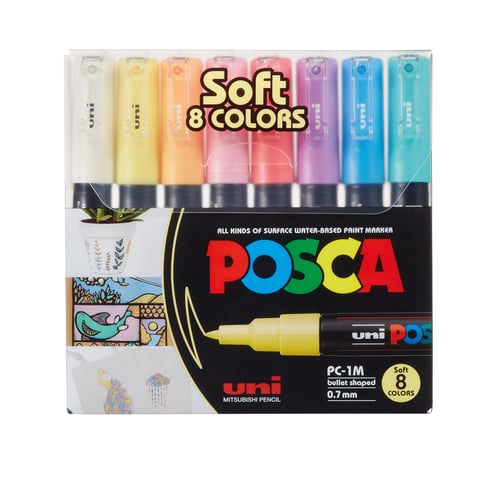 Posca - PC1MC - Extra Fin Bullet Tip Pen - Soft Colors, 8 stk - picture