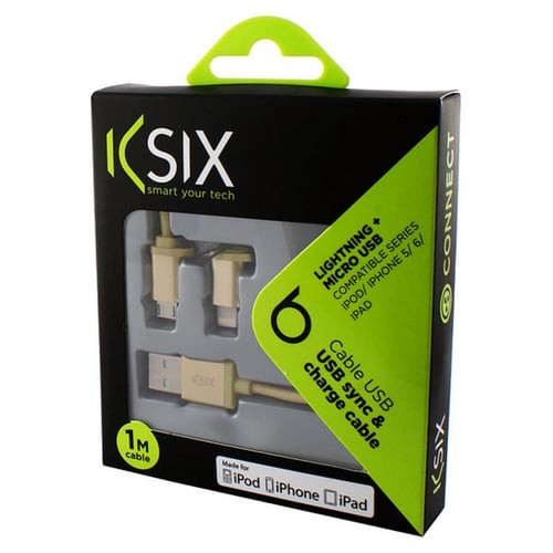 USB-kabel til Micro USB og lys KSIX, Guld_0