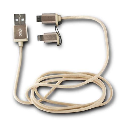 USB-kabel til Micro USB og lys KSIX, Guld_1