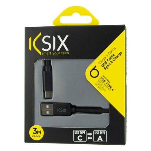USB-C-kabel til USB KSIX 3 m Sort_3