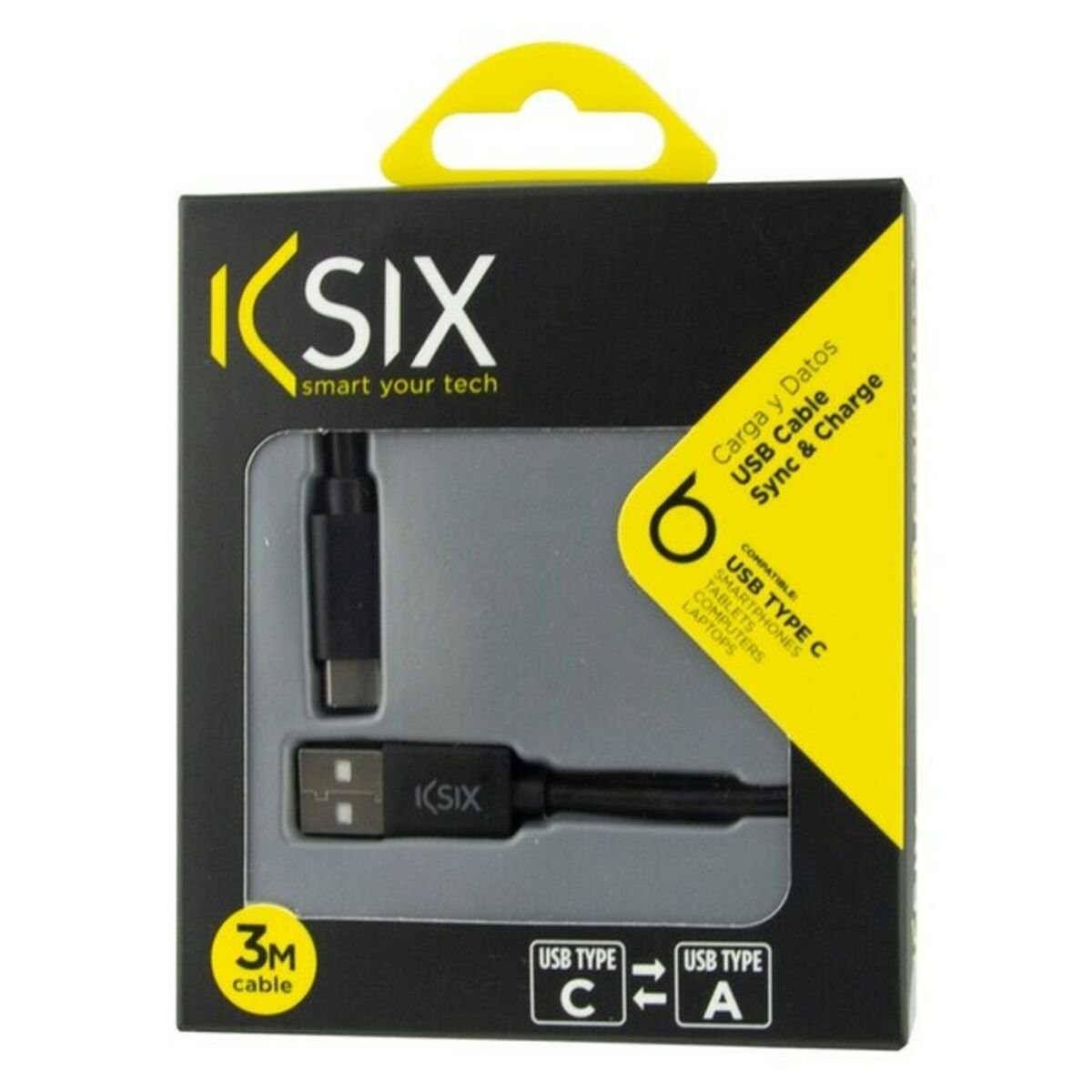 USB-C Cable to USB KSIX 3 m Black_4