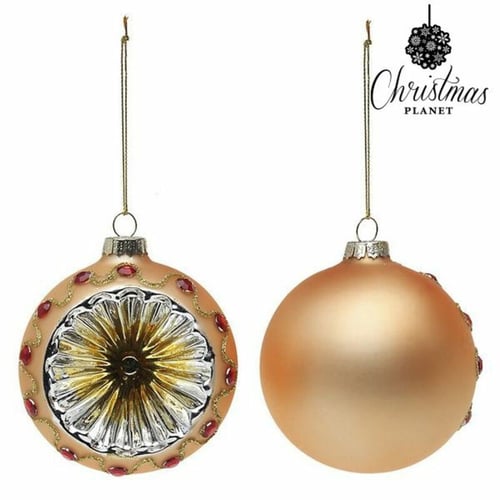 Julgranskulor Christmas Planet 1730 8 cm (2 uds) Glas Gyllene_1