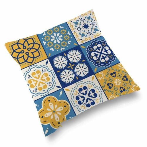 Pude med fyld Mosaik Gul Polyester (15 x 45 x 45 cm)_1