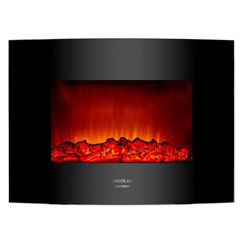 Dekorativ och elektrisk öppen spis för vägg Cecotec Warm 2200 Curved Flames 2000W Svart - picture