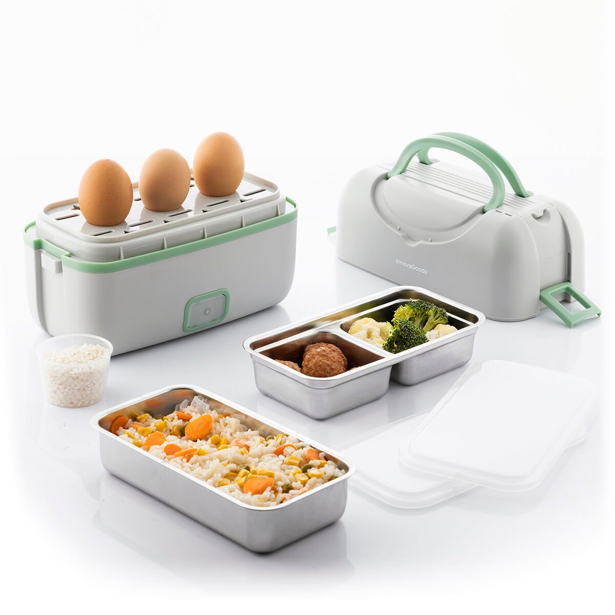 3-in-1 Electric Steamer Lunch Box with Recipes Beneam InnovaGoods_41