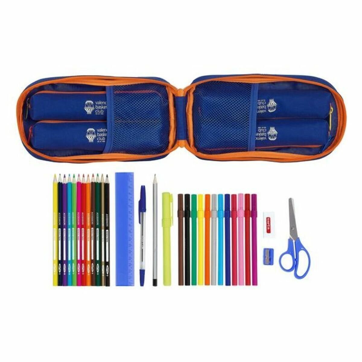 Backpack Pencil Case Valencia Basket Blue Orange (33 Pieces)_3
