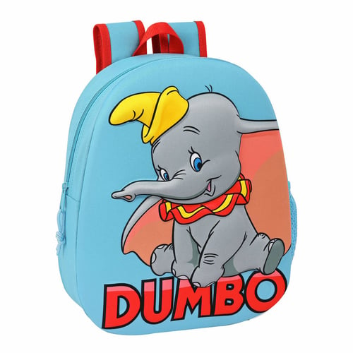 3D Skoletaske Disney Dumbo Rød Lyseblå - picture