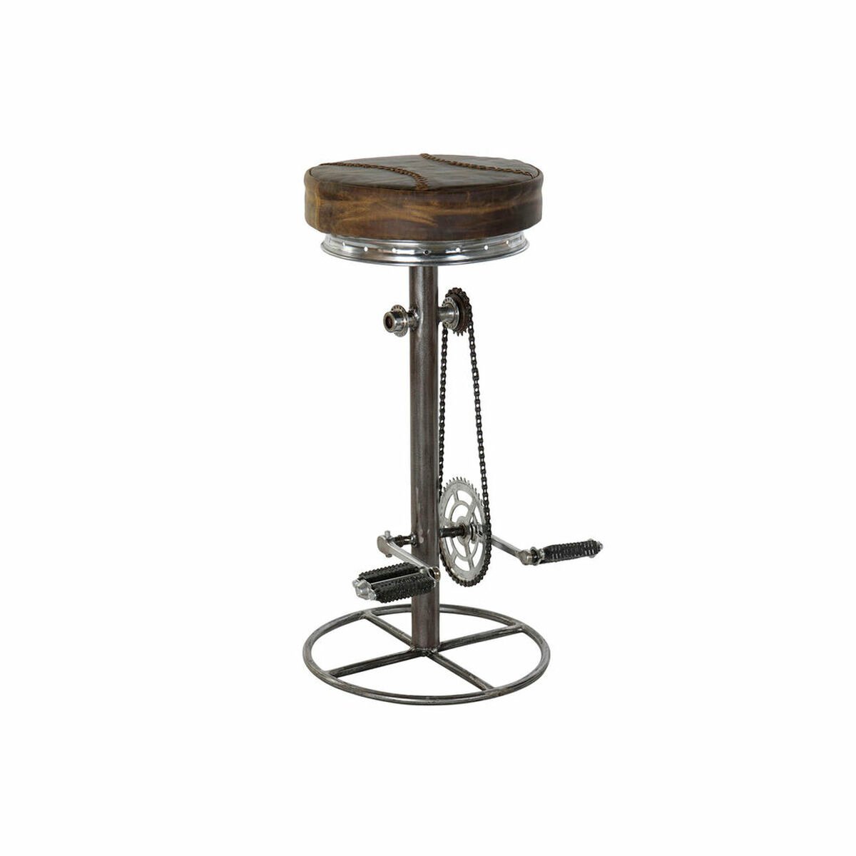 Stool DKD Home Decor Brown Leather Metal (44 x 41 x 82 cm)_0