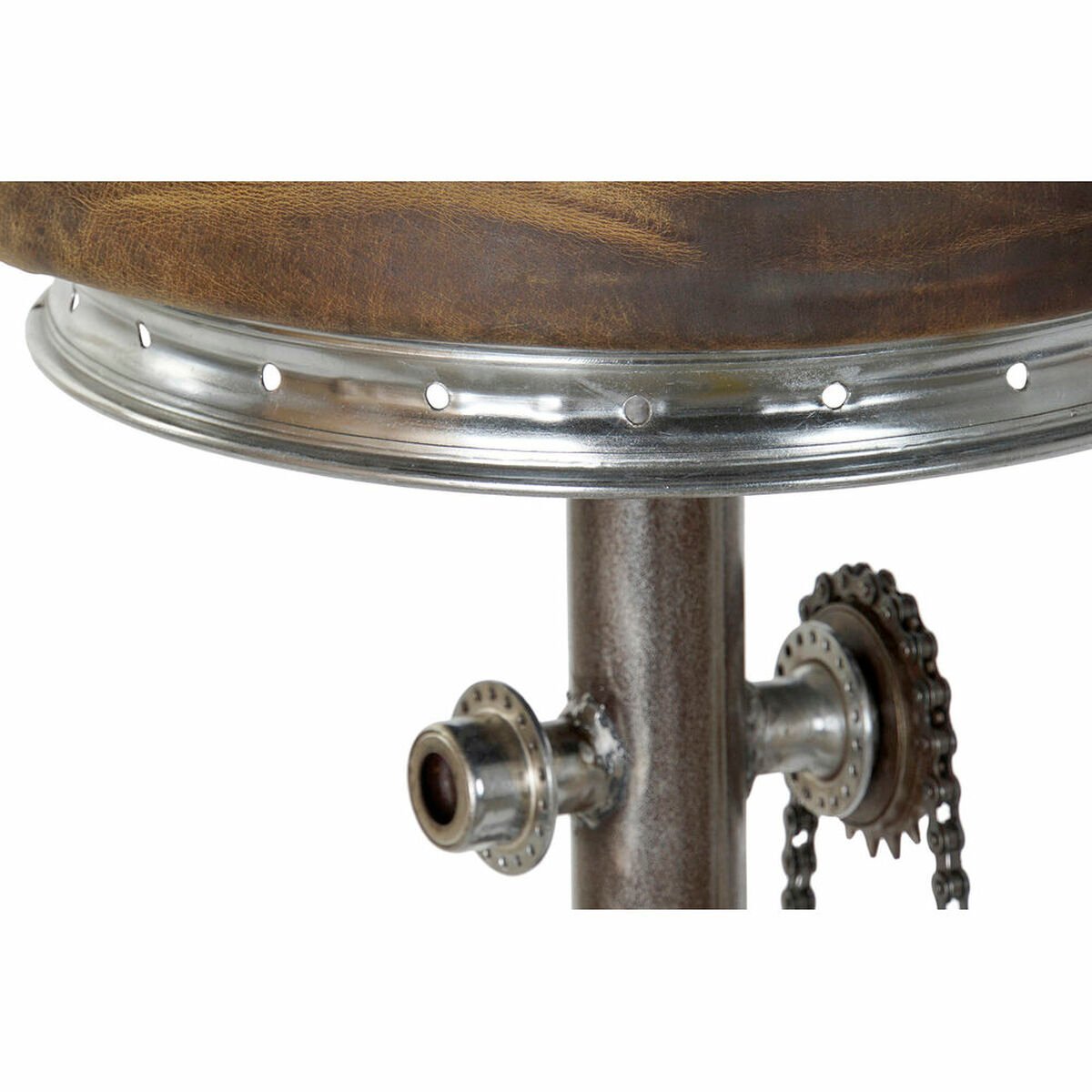 Stool DKD Home Decor Brown Leather Metal (44 x 41 x 82 cm)_6