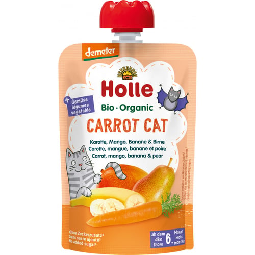 Holle Bio Dd Squeeze Bag Carrot Cat Gulerod, Mango, Banan & Pære 100g - picture