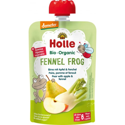 Holle Bio Dd Squeeze Bag Fennikel Frog Pære Med Æble & Fennikel 100g_0