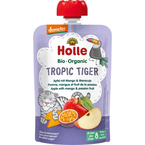 Holle Bio Dd Squeeze Bag Tropic Tiger Æble Med Mango & Passionsfrugt 100g - picture