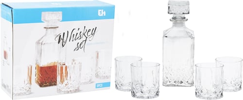 Karaff och 4 glas i kristalldesign - picture