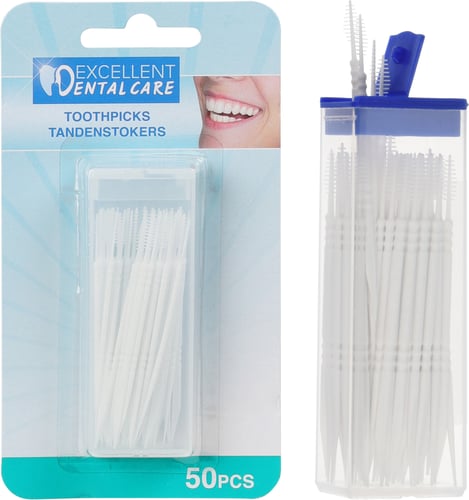 Tandstikkere med børste 50 stk - picture
