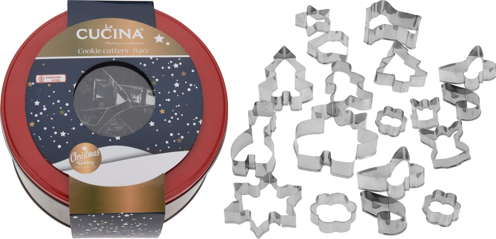 Stainless steel cookie cutters with Christmas motifs 15 pcs_0