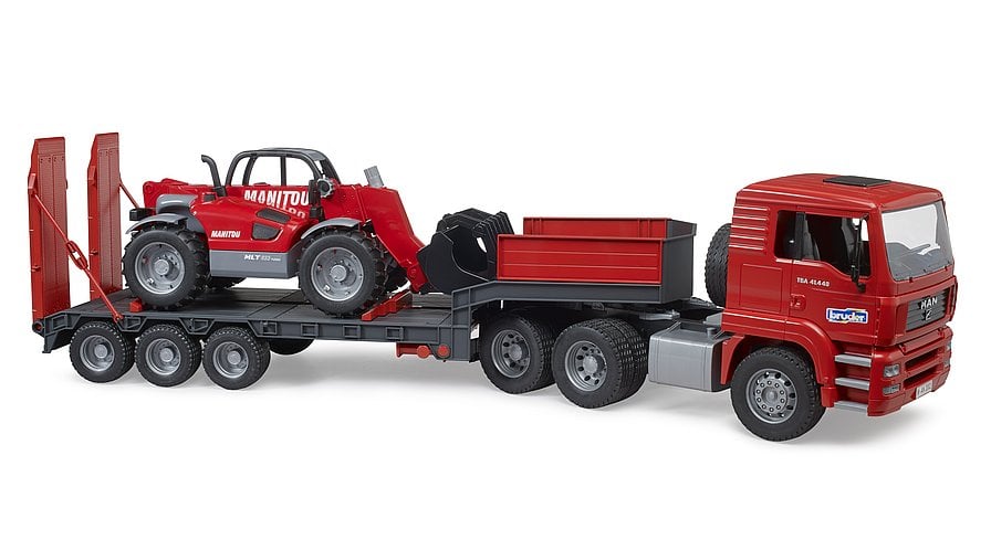 Bruder - MAN TGA truck with low loader trailer & Manitou telehandler (02774)_0