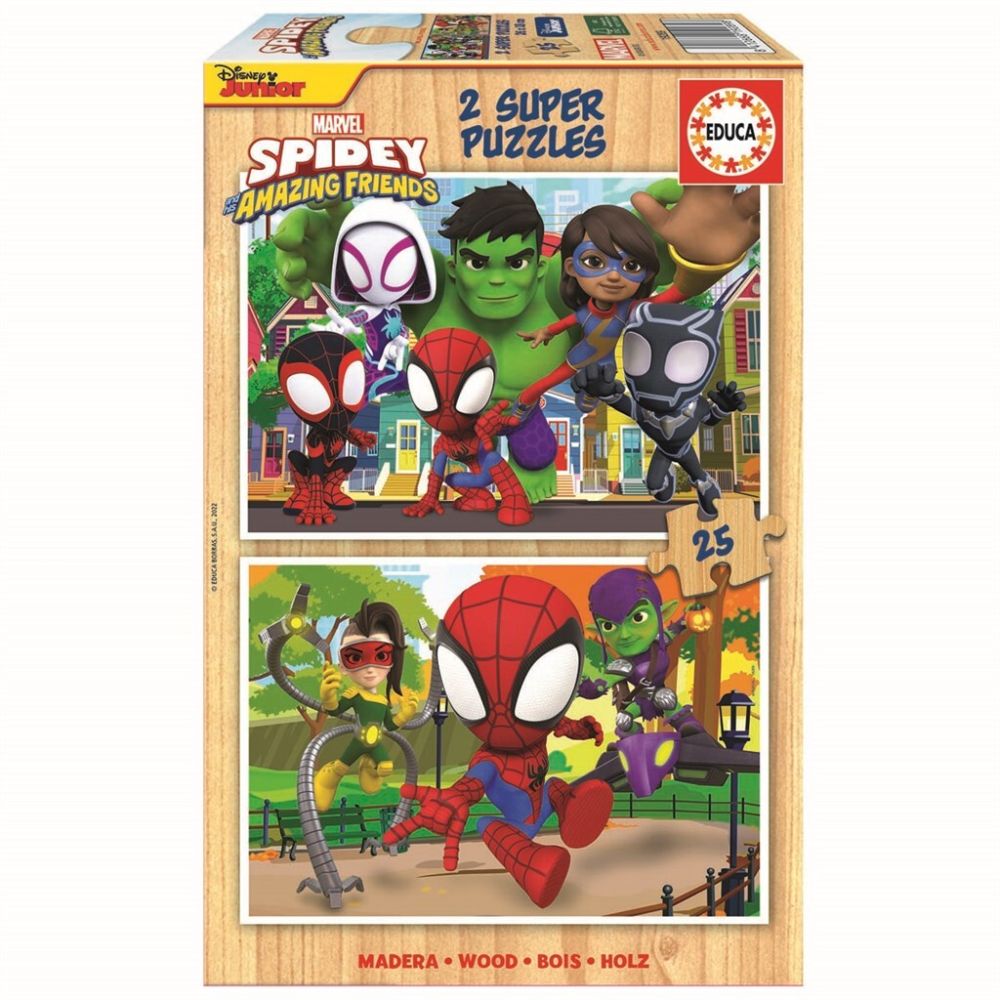 Educa - 2x25 Spidey & His Amazing Friends Wood Puzzles (80-19289)_0