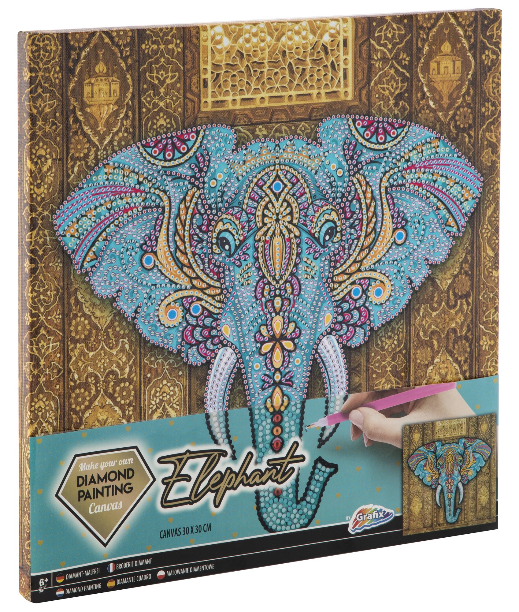 Grafix - Diamond Painting on Canvas - Elephant 30 x 30 cm - (K-260010)_0