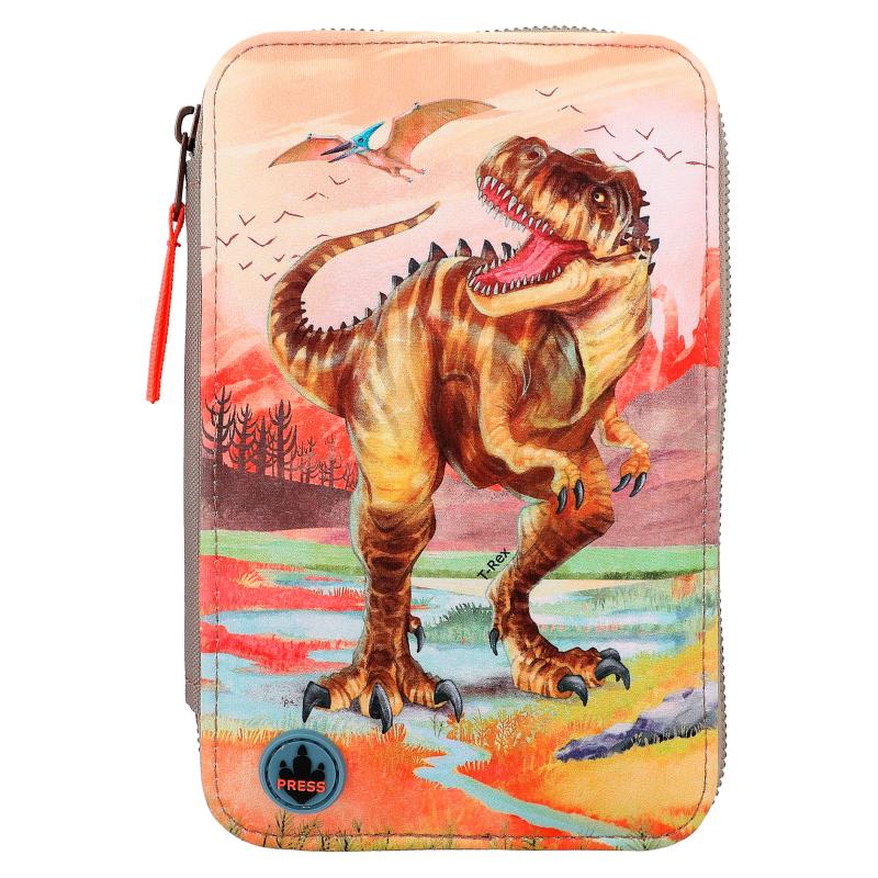 Dino World Triple Pencil Case LED Khaki Brown (412381)_0