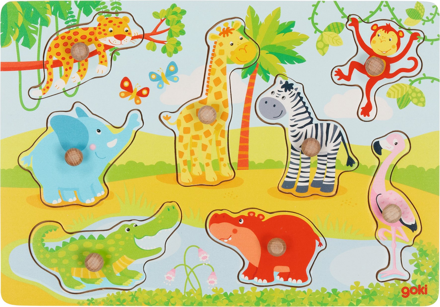GOKI - African baby animals, Lift out puzzle - (57397)_0