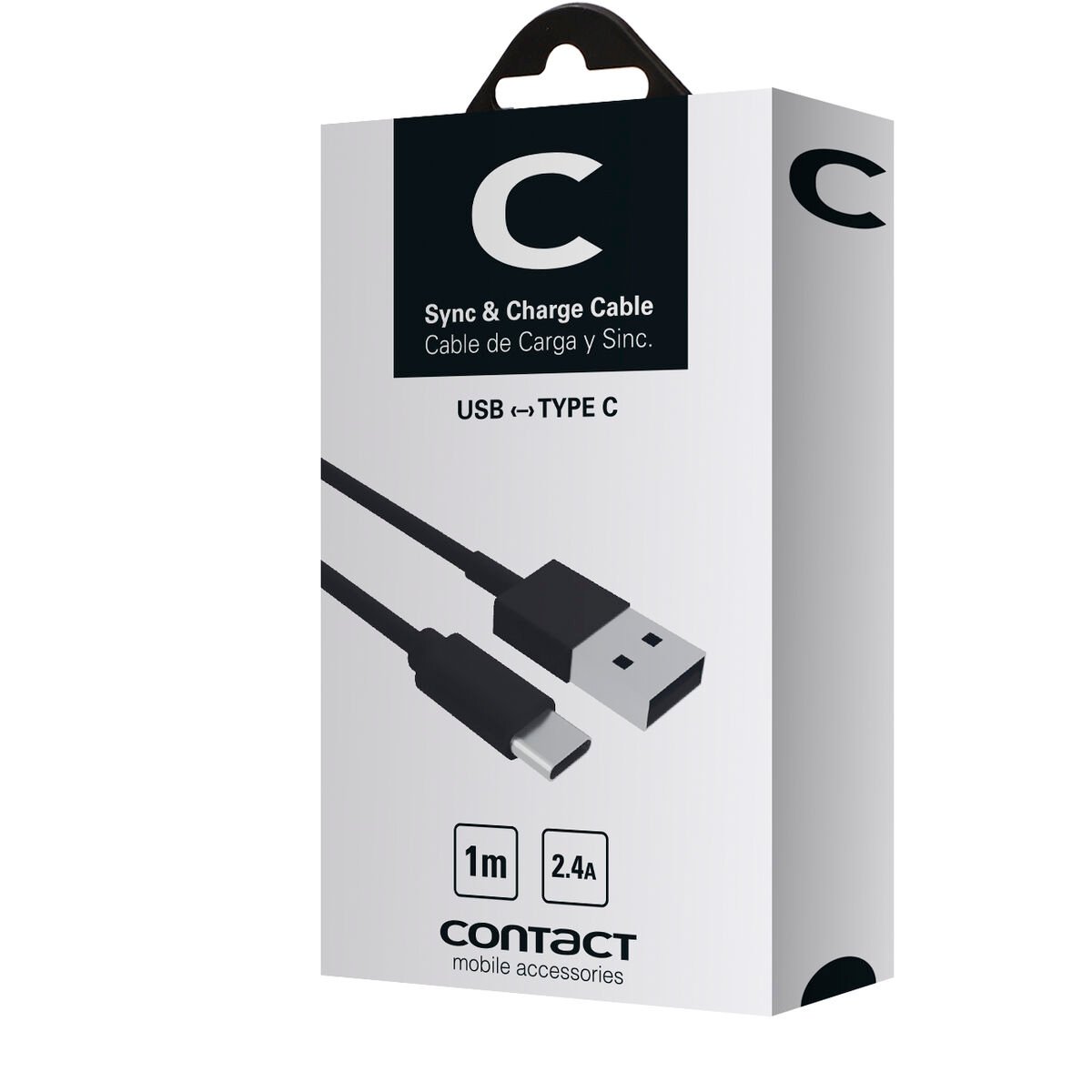 USB A to USB C Cable Contact (1 m) Black_6