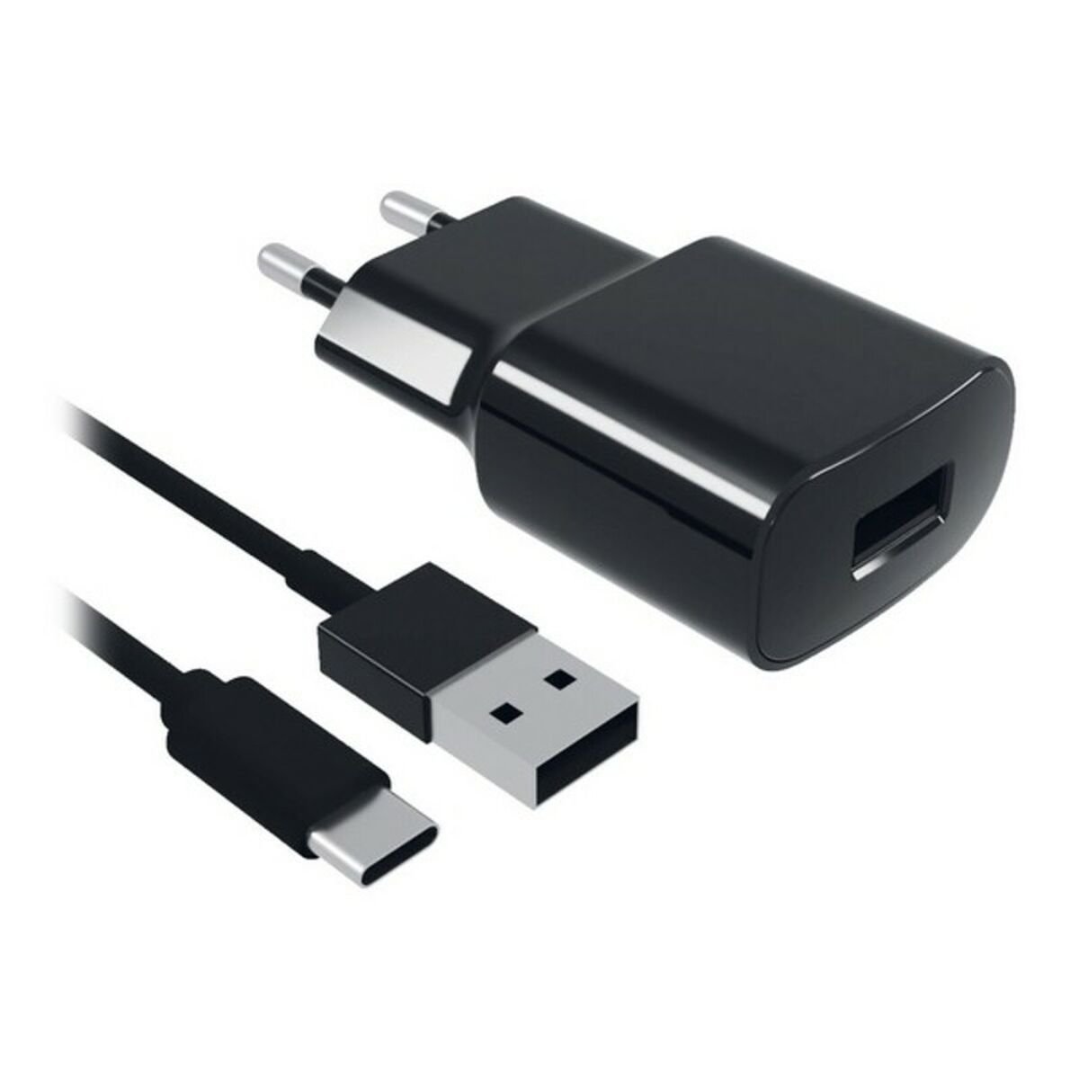 Wall Charger + USB C Cable Contact 2A Black_1